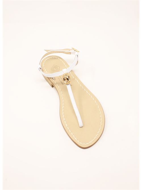 Capri sandals with gold jewel Da Costanzo | BIGSTONEJEWELBIANCOORO